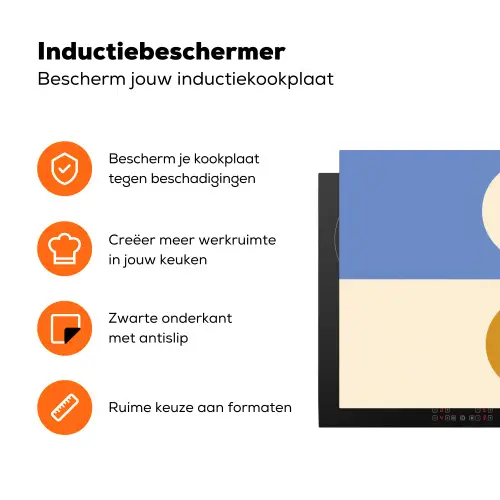 Cirkels - Symmetrisch - Wit - Blauw- Geel Inductie beschermer vinyl 3mm klein -zzzzzzz-td-ups