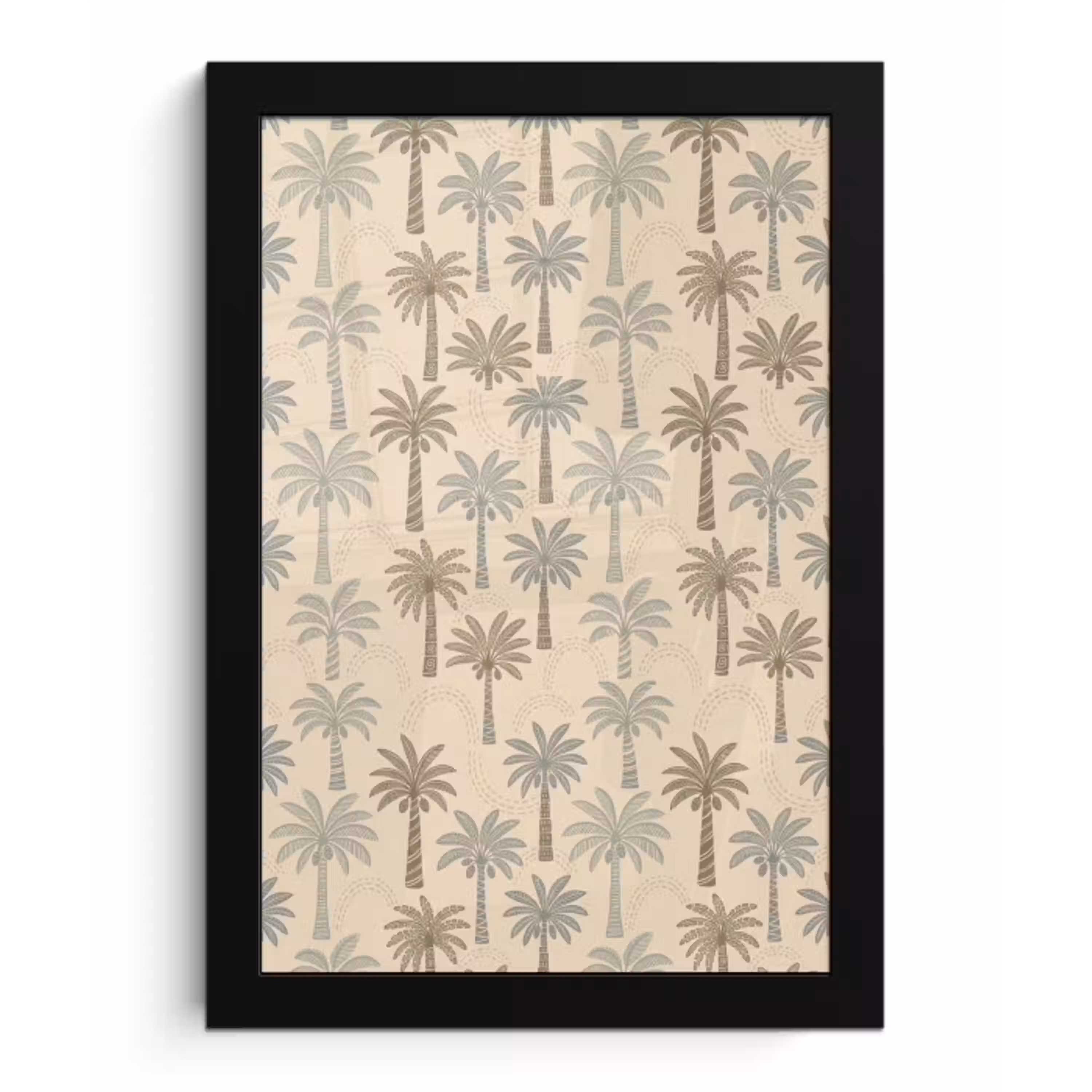 Palmbomen - Patroon - Tropisch - Beige fotolijst zwart zonder passe partout klein -3d