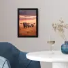 Groep olifanten - Open vlakte - Zon fotolijst zwart zonder passe partout klein -sfeer4