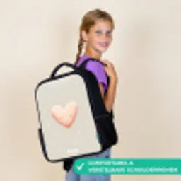 Roze hart omringd door beige stippen Rugzak - Zwart middel -sfeer6_NL