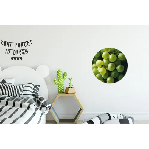 Druiven - Tros - Groen Wandcirkel aluminium klein -kinderkamer
