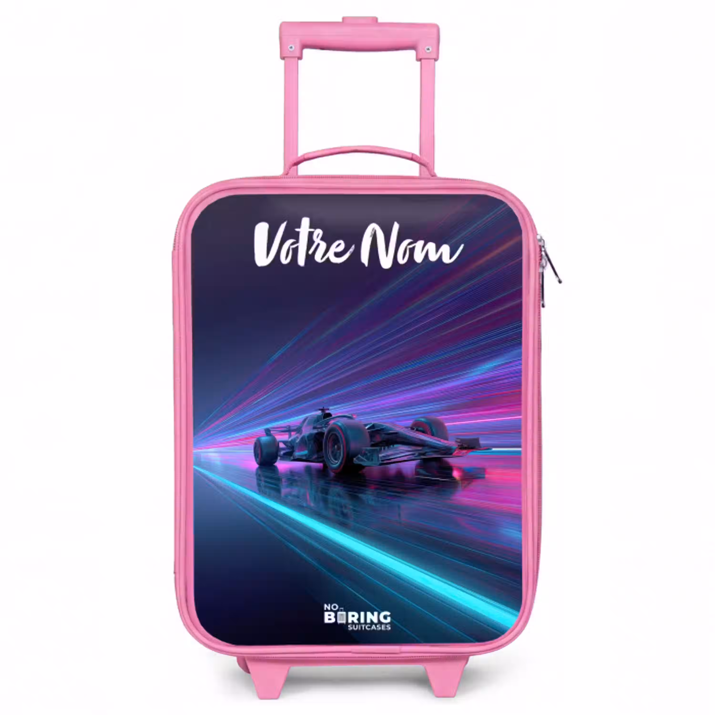 Lichtstralen - Neon - Racewagen - Paars Kinderkoffer - Roze klein -3d