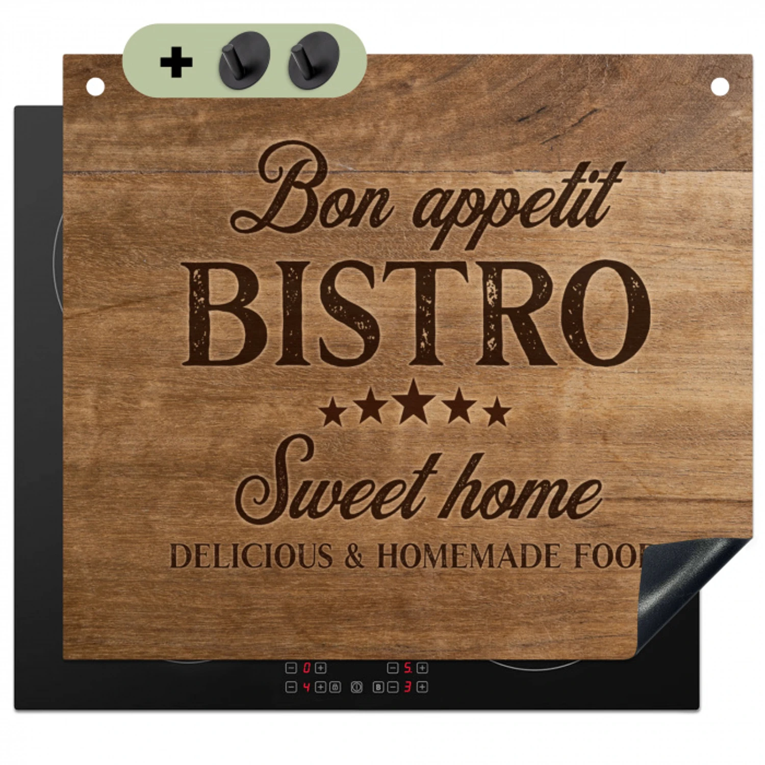 Huiselijke Bistro Beleving Inductie beschemer met haakjes klein -3d