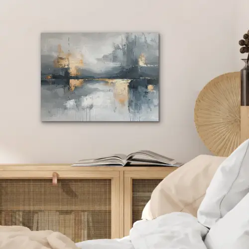 Kunst - Grijs - Goud - Abstract PET vilt klein -sfeer3