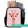 Giraffe - Wimpers - Minimalistisch - Roze Rugzak - Zwart middel -inhoud_FR