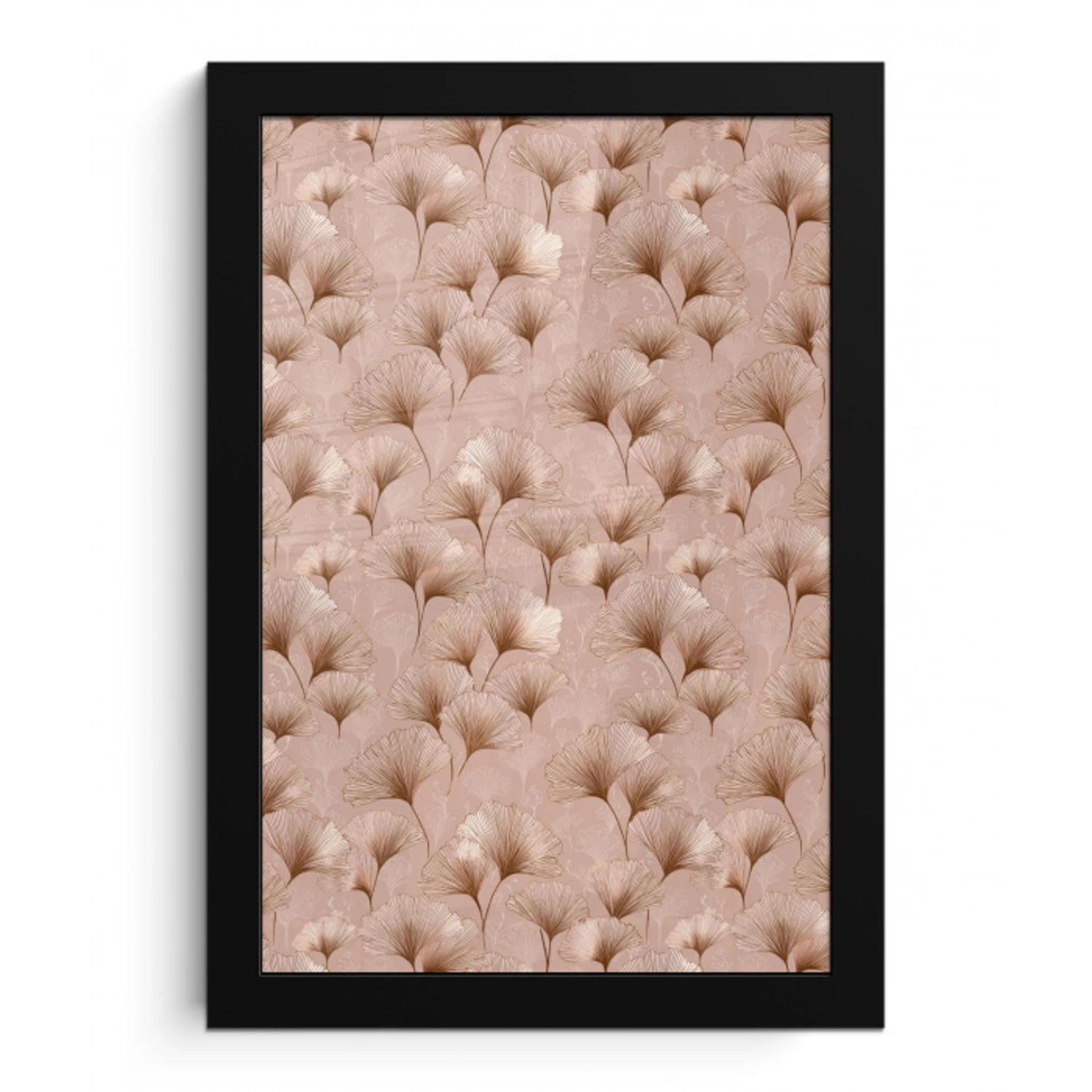 Ginkgo - Patroon - Roze fotolijst zwart zonder passe partout klein 224 -3d