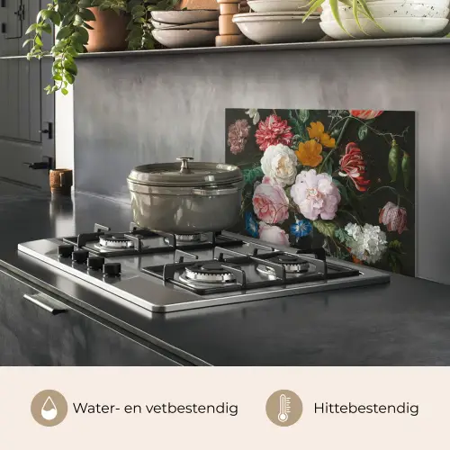 Stilleven met bloemen in een glazen vaas - Schilderij van Jan Davidsz. de Heem keuken achterwand spatscherm klein -usp_NL