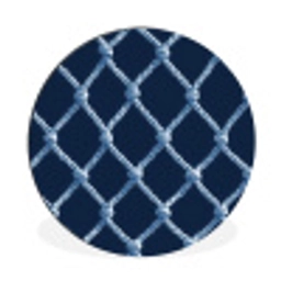 Visnet - Touw - Patroon - Marineblauw Wandcirkel aluminium klein 190 -3d