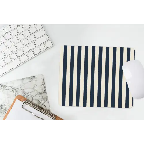 Verticale strepen - Blauw - Crème muismat rubber klein 262 -witbureau