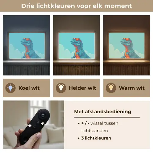 T-Rex - Blauw - Wolken - Zonnebril Light Box met batterij (Wandlamp kind) middel -USP_lichtkleurNL