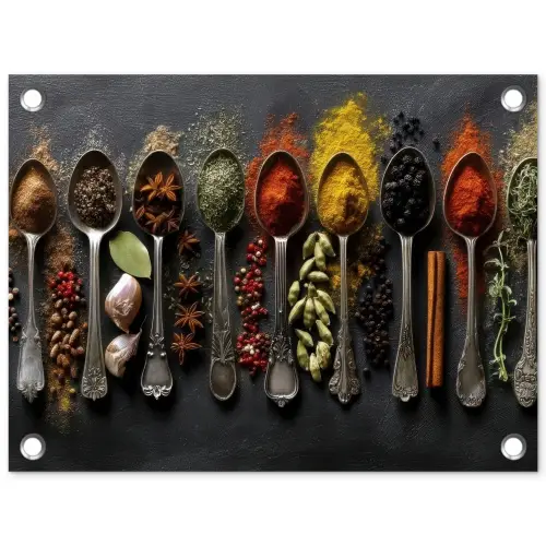 Lepels - Specerijen - Kaneel - Chili tuinposter los doek klein -3d