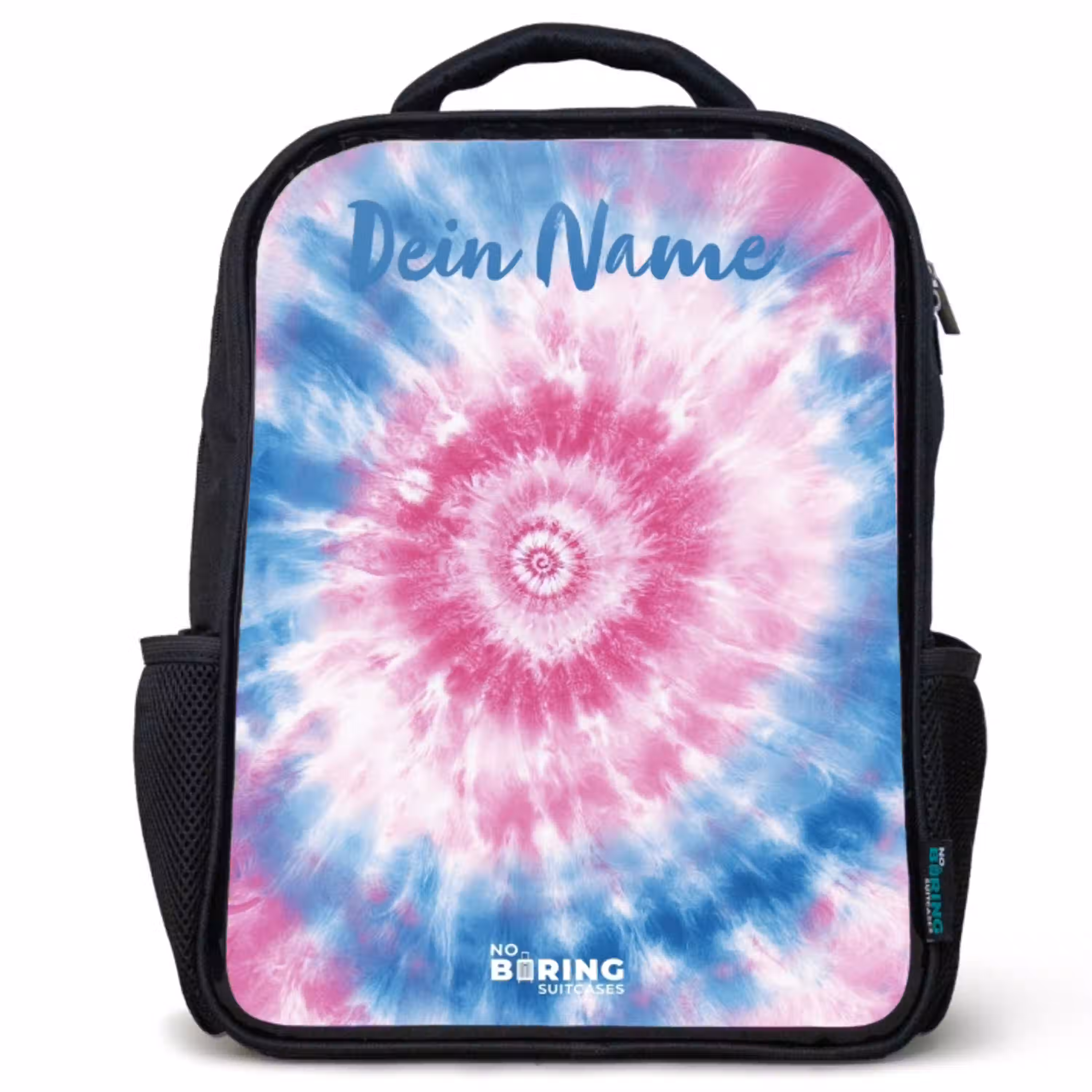 Tie dye - Abstract - Blauw - Roze Rugzak - Zwart middel -3d