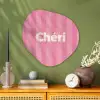 Gestreept - Roze - Chéri Wandcirkel Organisch Plexiglas middel -sfeer2