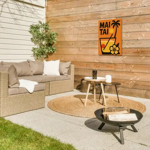 Palmboom - Bloem - Art - Drink Tuinposter op houten frame 2 cm dik klein -sfeer2
