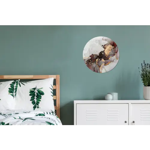 Rood - Marmer - Goud Wandcirkel aluminium klein -slaapkamer