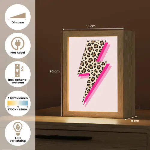 Stippen - Roze - Bliksem Light Box met kabel (Kinderlampje) klein -USP_NL