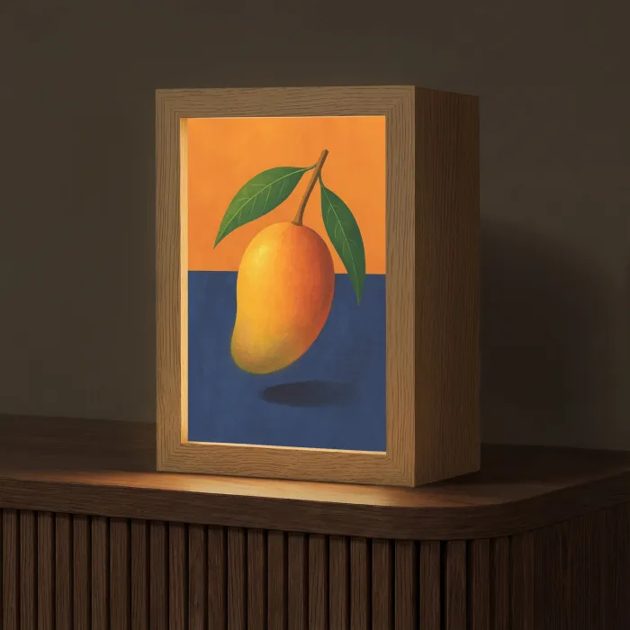 Mango - Vlakken - Bladeren - Oranje Light Box met kabel (Tafellamp) klein -z3d_website