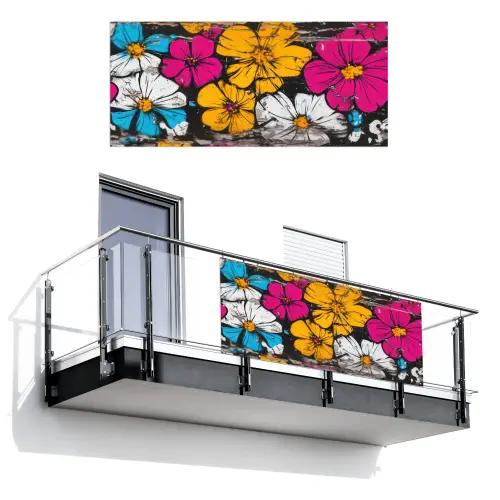Street Art - Bloemen - Mix Balkonbeschermer Duitsland klein -3d