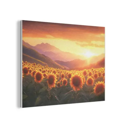Zonnebloemen - Zonsondergang - Landschap PET vilt klein -3d