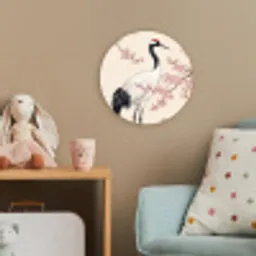 Aziatisch - Kraanvogel - Beige Wandcirkel kunststof plaat 5mm dik klein -tsfeer1_kind