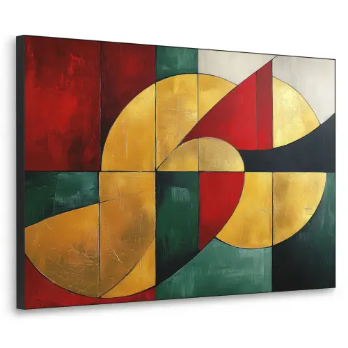 Abstract - Kerst - Goud - Rood - Groen Textielframe zwart klein -3d