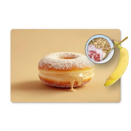 Donut - Romig - Poedersuiker - Beige Placemat vinyl groot -zzzproduct_Kitchenyeah-website