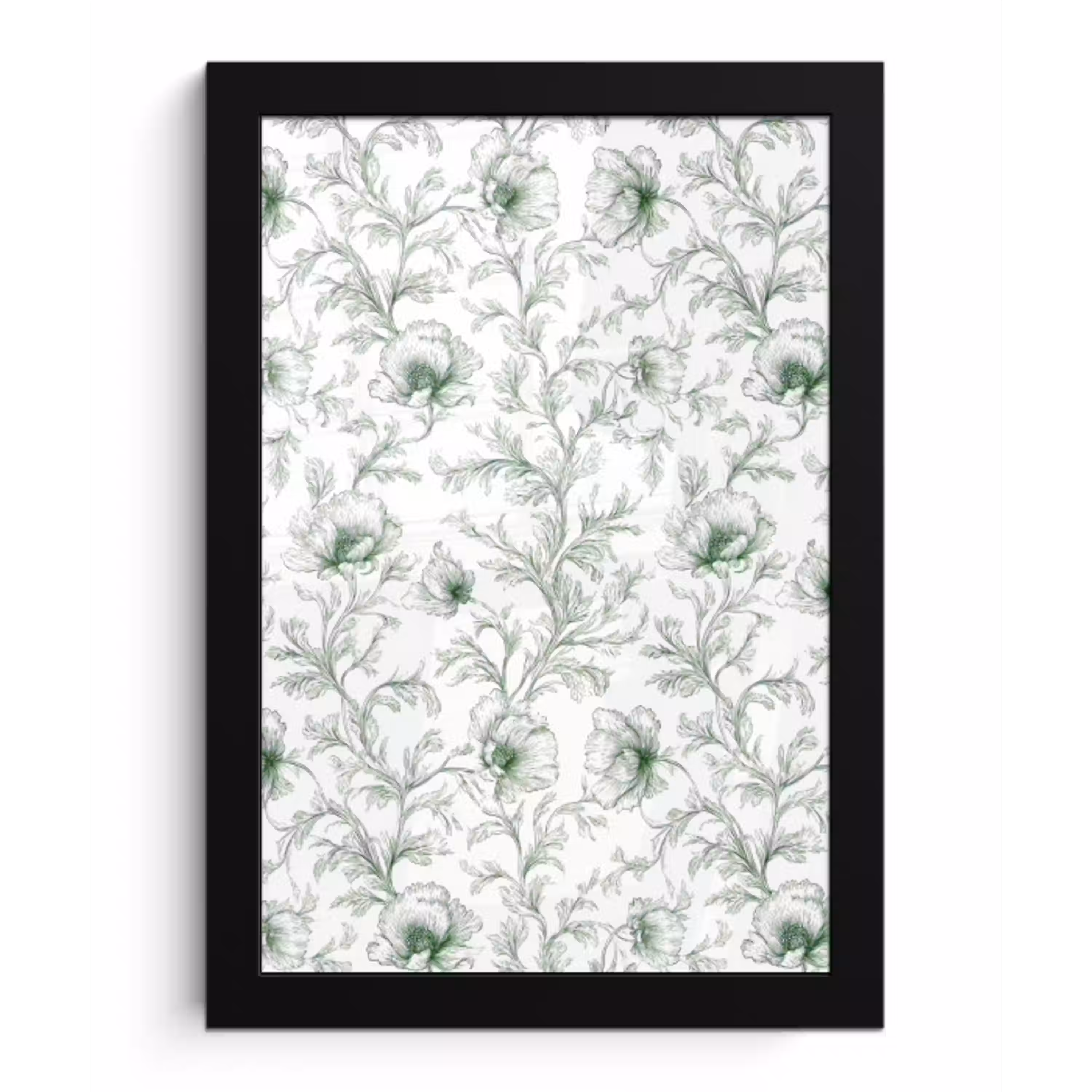 Bloemen - Getekend - Groen fotolijst zwart zonder passe partout klein 224 -3d
