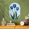 Tulpen - Blauw - Bladeren Wandcirkel Ovaal Forex klein -sfeer2