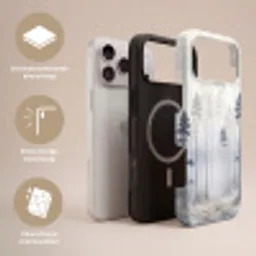 Bos - Bomen - Mist - Natuur - Illustratie - Grijs Toughcase MagSafe Apple iPhone 17 Pro Max klein -USP_Lagen_NL