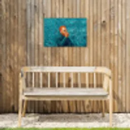 Portret - Klassiek - Blauw Tuinposter op houten frame 2 cm dik klein -sfeer4
