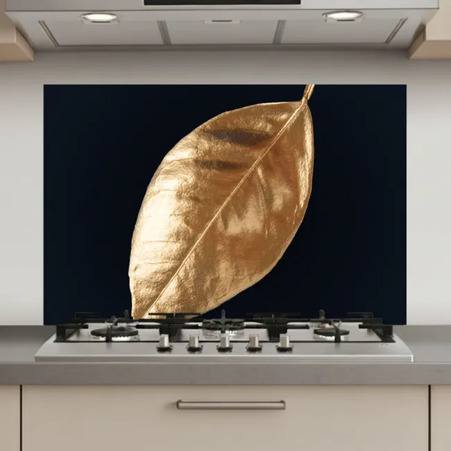 Bladeren - Black en gold - Luxe - Natuur - Planten keuken achterwand spatscherm klein -3d_website