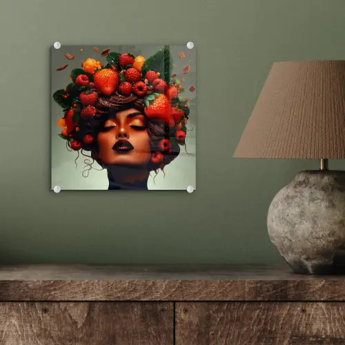 Vrouw - Chocolade - Frambozen - Aardbeien - Koekjes plexiglas 5mm klein -sfeer3