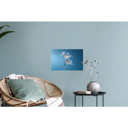 Lelies - Blauw - Glazen Muursticker klein -plant