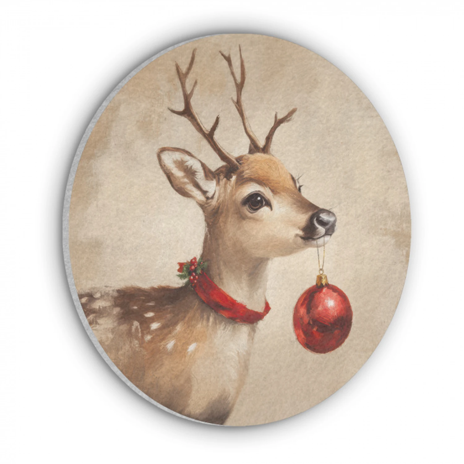 Kerst - Hert - Gewei - Kerstbal - Rendier Akoestische PET Vilt - Rond klein -3d