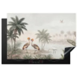 Kraanvogels - Palmbomen - Tropisch Inductie beschermer vinyl 3mm klein -3d