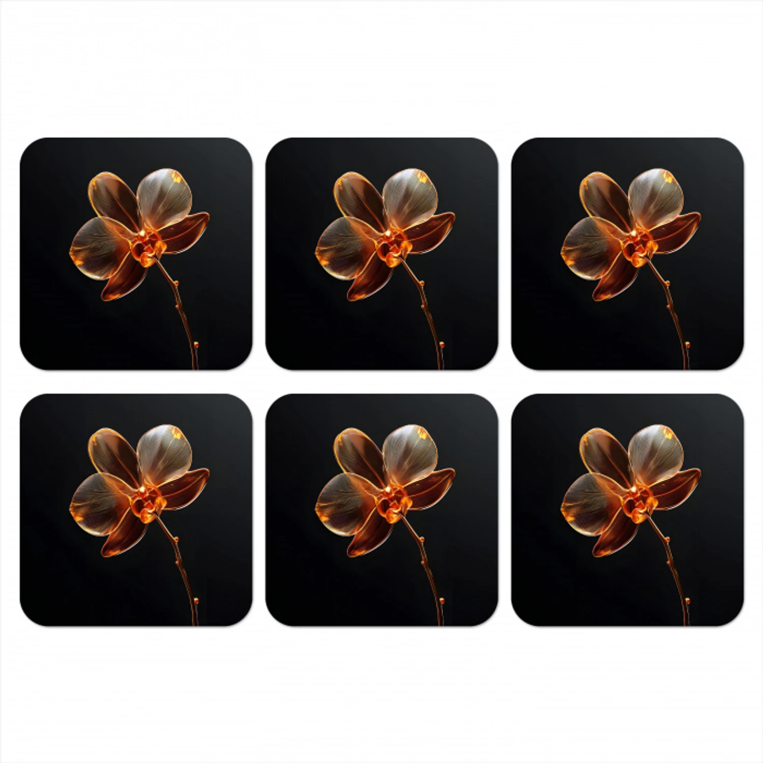 Orchidee - Doorzichtig - Bloem onderzetter kurk middel -3d