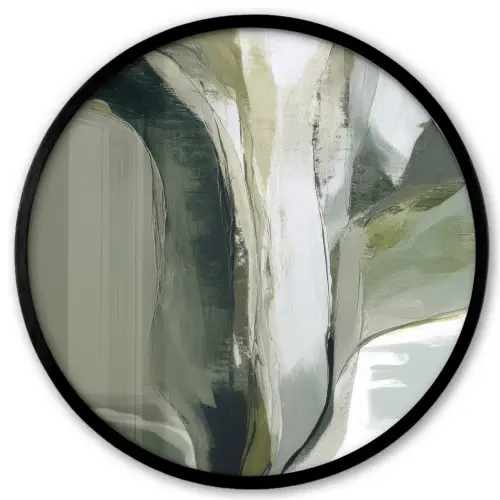 Natuur - Abstract - Groen - Penseelstreken Fotolijst rond zonder passe partout klein -3d