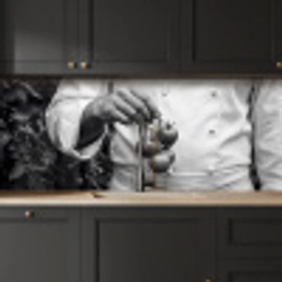 Tomaten - Chef - Zwart - Wit keuken achterwand 2 middel -sfeer1