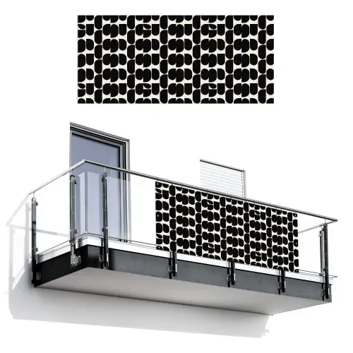 Modern - Patroon - Zwart Balkonbeschermer Duitsland klein 596 -3d