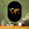 Wereldkaart - Goud - Druipen - Zwart Wandcirkel Ovaal Glas middel -sfeer2