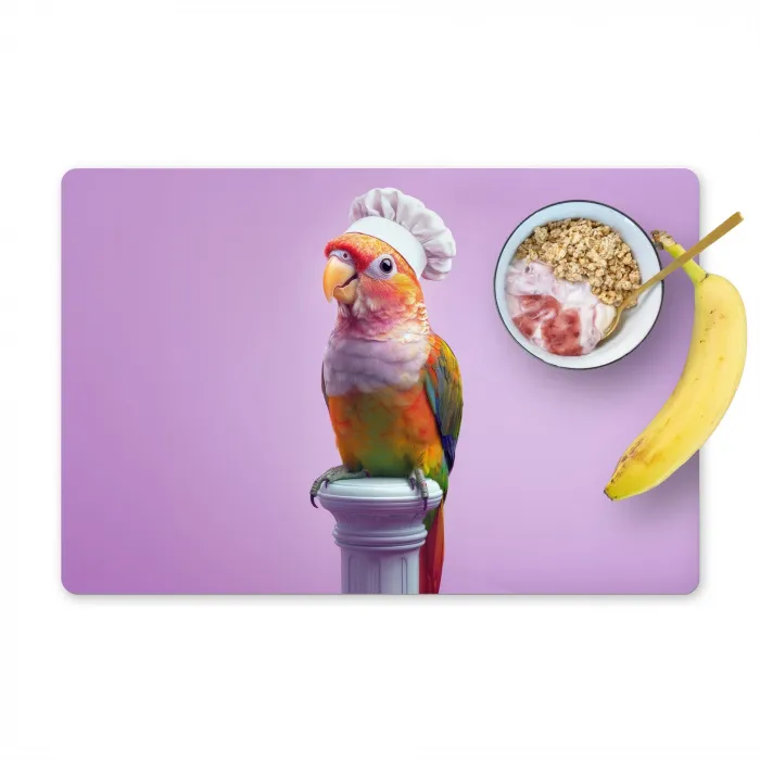 Papegaai - Koksmuts - Pilaar - Vogel Placemat vinyl groot -zzzproduct_Kitchenyeah-website