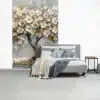 Boom - Bloemen - Wit - Natuur - Kunst fotobehang vinyl groot -slaapkamer