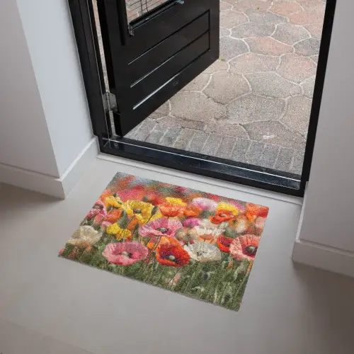 Bloemenveld - Klaprozen - Kleurrijk Deurmat klein -sfeer5