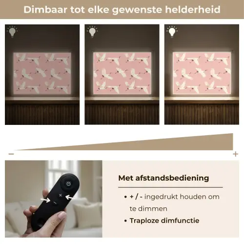 Modern - Kraanvogels - Roze Light Box met batterij (Wandlamp) middel 907 -USP_dimbaarNL