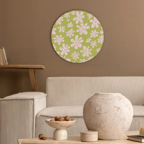 Bloemen - Roze - Getekend - Patroon Akoestische PET Vilt - Rond klein -sfeer1
