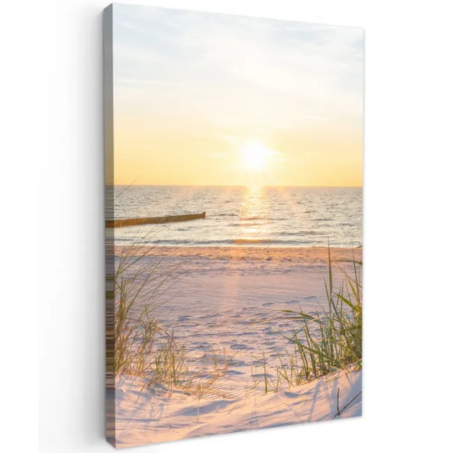Zonsondergang op het Strand Tuinposter op houten frame 2 cm dik klein -3d