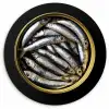 Sardines - Vissen - Rond - Zwart KitchenYeah - Keuken - Wandcirkel Forex klein -3d