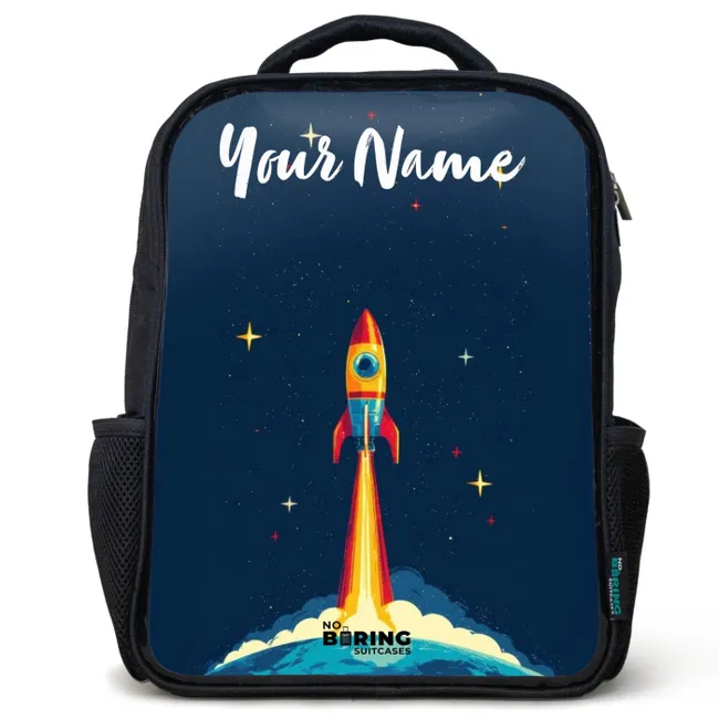 Kids' Backpacks with name Black -. Planet - Rocket - Stars - Dark blue