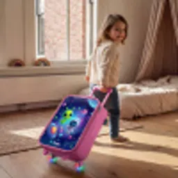 Vrolijke Ontmoeting in de Ruimte Kinderkoffer - Roze klein -sfeer1