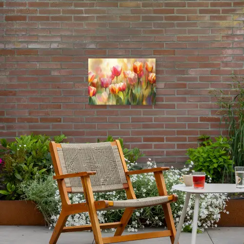 Tulpen - Sprookjesachtig - Kleurrijk Tuinposter op houten frame 2 cm dik klein -sfeer3